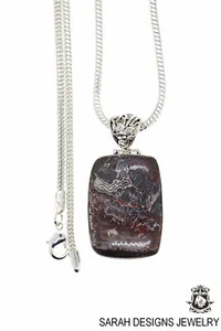 Pyrite Crazy Lace Agate Pendant 4mm Snake Chain P4432 - Picture 1 of 8
