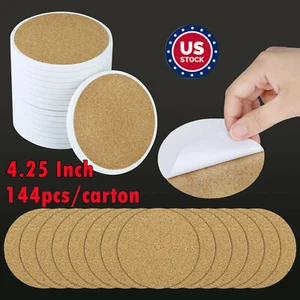 144Pack 4.25" Sublimation Blank Round Ceramic Tiles Coasters With Cork Pad - Picture 1 of 10