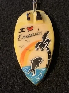 I Love Ecuador Handpainted Surfboard Keychain Keyring - Bild 1 von 9