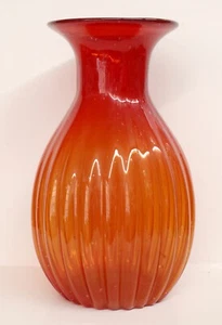 VASO d'epoca rosso ed arancione in Vetro di Murano soffiato anni '30 - Picture 1 of 5