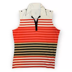 Tail White Label Women's Size L Collared Sleevless Golf Multicolor Polo Top (B1) - Picture 1 of 12