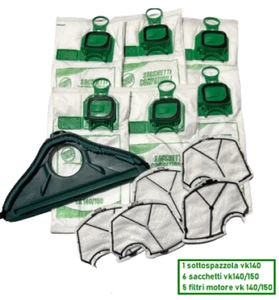 6 Sacchetti Folletto VK140 VK150 + Sottospazzola + 5 Filtri Motore - Foto 1 di 5