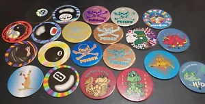 21 Pogs Milk Caps vintage década de 1990 8 bolas, cráneo cruzado y más - Imagen 1 de 3