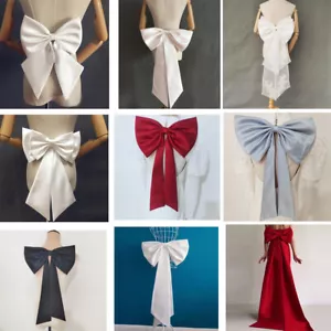 Satin Wedding Detachable Bow Removable Train for Dress Big Bow Bridal Overskirt - Picture 1 of 27
