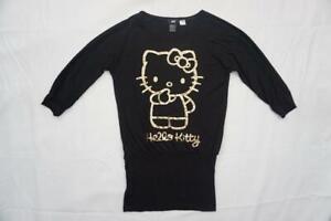 H&M HELLO KITTY USED GIRLS YOUTH 12-14 Y BLACK/GOLD BLOUSON SWEATER