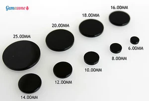 14MM Loose Gemstone Round Flat Natural Genuine Black Shiny Onyx 4 pcs LOT - Picture 1 of 5