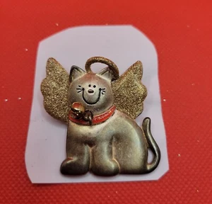 Broche de metal vintage AJMC ángulo puro gato prendedor brillo vacaciones - Imagen 1 de 4