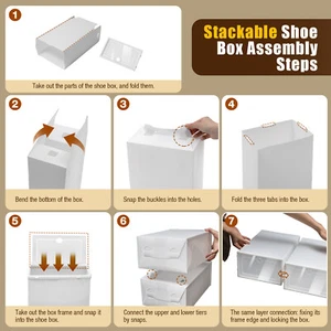 24pcs Foldable Plastic Transparent Shoe Box Storage Clear Organizer Stackable US - Picture 1 of 15