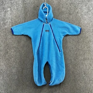 Patagonia Toddler Snow Suit Large Blue Logo Full Zip Fleece Hooded One Piece - Picture 1 of 10