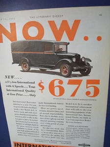 1931 IH International A-2 Panel / Delivery truck mid-size-mag car ad -"Now $675" - Picture 1 of 1