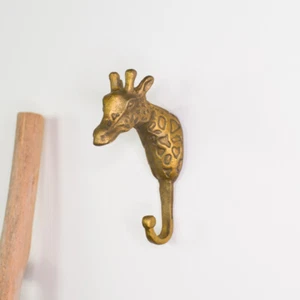 Gold Metal Giraffe Wall Hook storage jungle safari glamorous animal metallic - Picture 1 of 4