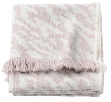IKEA KAPASTER Couch Throw Blanket White & Pink Fringe 51" X 67" New 404.393.34