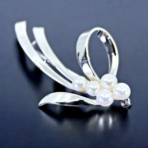 MIKIMOTO Sterling Silver 5-Pearl Brooch Gorgeous from Japan Unused - Picture 1 of 9
