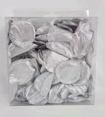 Relleno de pétalos de rosa de seda plateada boda ceremonia decoración niña flor Foto 1 de 2