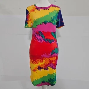 Love Size S Multi-Colored Tie Dyed Polyester Spandex Form Fitting Summer Short-S - Picture 1 of 22