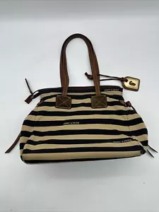 Dooney & Bourke Striped Fabric Leather Tote Preowned. - Picture 1 of 22
