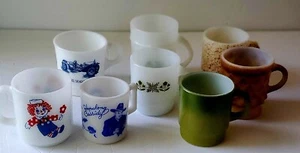 Vintage Milk Glass Coffee Mugs Fire-King, Surrey, Hopalong Cassidy Lot of 8 - Picture 1 of 19