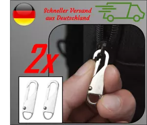 2x Reißverschluss Anhänger Ersatz Zipper/Schieber Reparatur (Silber) - Bild 1 von 4