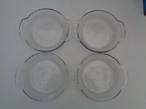 Set of 4 Vintage Anchor Hocking Small 6" Clear Glass Pie Plates Baking Dish