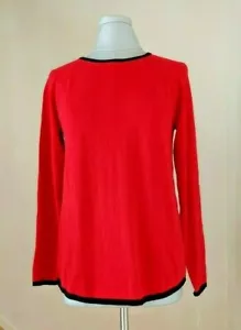 Maglione tunica Karen Scott (J21-16*) cotone orlo curvo orlo a contrasto rosso taglia S - Foto 1 di 3