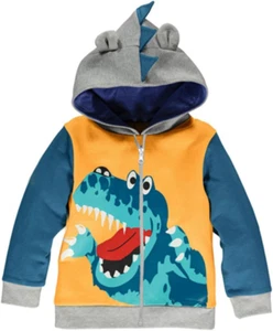 Toddler Boys Jacket Cartoon Dinosaur Animal Zipper Packaway Spring Autumn Hoodie - Picture 1 of 12