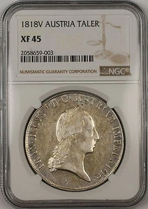 1818V Austria Silver Taler Coin NGC XF-45 - Picture 1 of 1