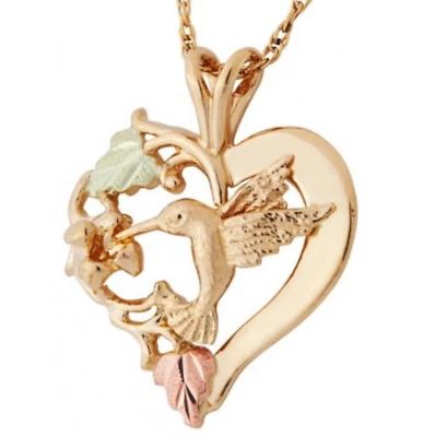Collar Colgante Corazón Colibrí Landstrom’s Oro 10k Black Hills Foto 1 de 4