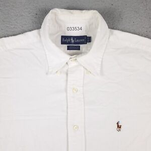 Ralph Lauren Shirt Mens 15.5 White Pony Dress Button Up Short Sleeve *