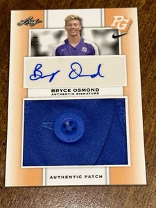 BRYCE OSMOND 2018 Leaf PERFECT GAME Autograph JERSEY BUTTON PATCH #4/4 LA ANGELS - Picture 1 of 2