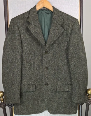 Chaqueta deportiva verde DAVID SADDLER x HARRIS TWEED hecha en Italia para hombre talla 46 Foto 1 de 4