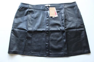 Black Monsoon shirley pu leather look short skirt with pockets - size 18 - new - Picture 1 of 6