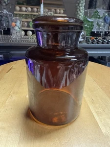 5235 Vintage Apothekerdose mit passendem Stopfen geblitzt braun Top Zustand  - Bild 1 von 10