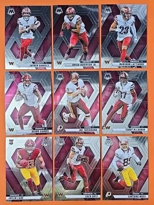 🟡🔴⚪️ 2025 JUEGO COMPLETO EQUIPO BASE MOSAICO WASHINGTON COMANDERS (LOTE DE 9 CARTAS) Foto 1 de 4