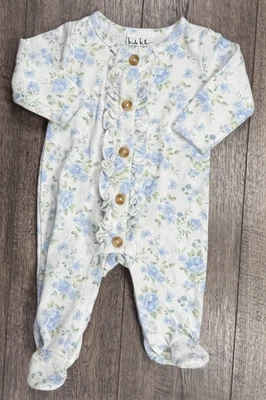 Ropa Bebé Niña Nicole Miller 0-3 Meses Azul Floral Pies Conjunto Foto 1 de 3