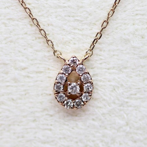 Collana CELINE K10 pavè di diamanti goccia oro rosa