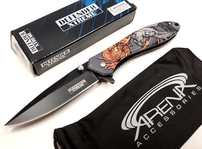 Cuchillo de bolsillo White Tiger Dragon hoja EDC aleta asistida por resorte Foto 1 de 4