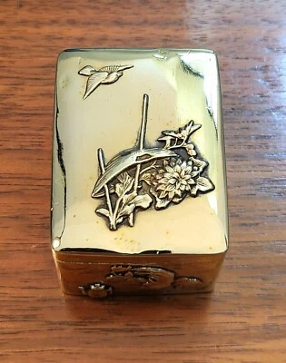 Fine Taisho Era Brass Kogo (mini spice box) sophisticated relief cast decoration - Image 1 of 4