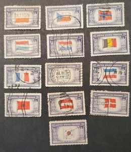 USA 1943-44 Overrun Countries series Scott #909-921 5 cents used - Picture 1 of 1