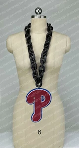 New MLB PHILADELPHIA PHILLIES Big Fan Chain bLACK Necklace LOGO Foam - Picture 1 of 3
