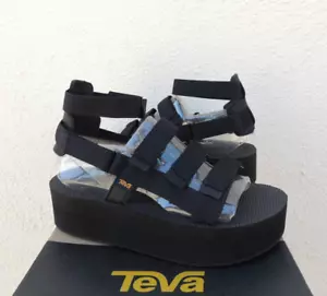 TEVA BLACK FLATFORM MEVIA 2" GLADIATOR PLATFORM SANDALS, WOMEN US 8/ EUR 39 ~NEW - Picture 1 of 4