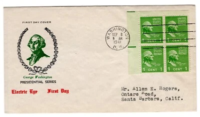 #804-EE Presidential Series George Washington 1941 FDC - Planty #4 - Image 1 of 2