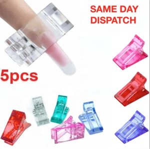 5pcs Nail Tips Clip Quick Building Poly UV Builder Gel Extension Clamp UK FAST - Picture 1 of 8