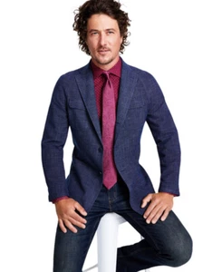 Tallia Men's Slim-Fit Raglan Sport Coat (Navy/Grey, 42L) - Picture 1 of 4
