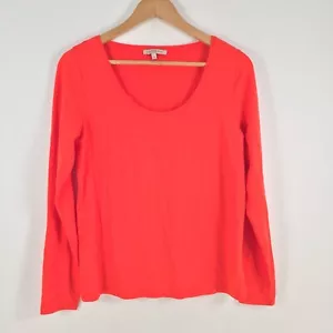 Marks and spencer womens top size 12 red long sleeve round neck solid 023421 - Picture 1 of 10