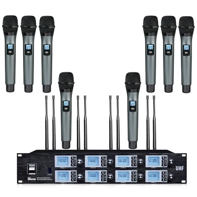 8-Channel UHF Wireless Handheld Microphone System Church Speaking Conference Mic - Image 1 of 2