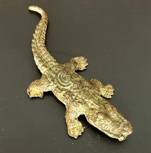 Statuette GRAND CROCODILE SACRÉ KHMER figurine en bronze amulette Cambodge a74 - Picture 1 of 8