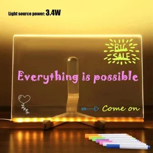 LED Light Up Drawing Transparent Writing Board For Kids With 7 colourful pens - Picture 1 of 12
