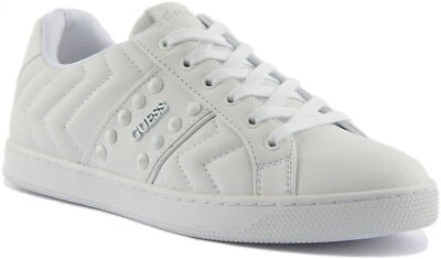 Guess Raula Stud Metal Logo Sneakers Donna In Bianco Taglia UK 3 - 8 - Immagine 1 di 4