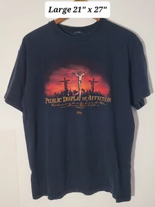 Vintage 2004 Kerusso Public Display of Affection Large Black Faded Jesus Tee Y2K - Bild 1 von 5