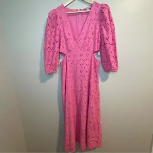 CHELSEA28 Midikleid mit Ösen bestickt Cutout Armbandärmel rosa GR M - Bild 1 von 11